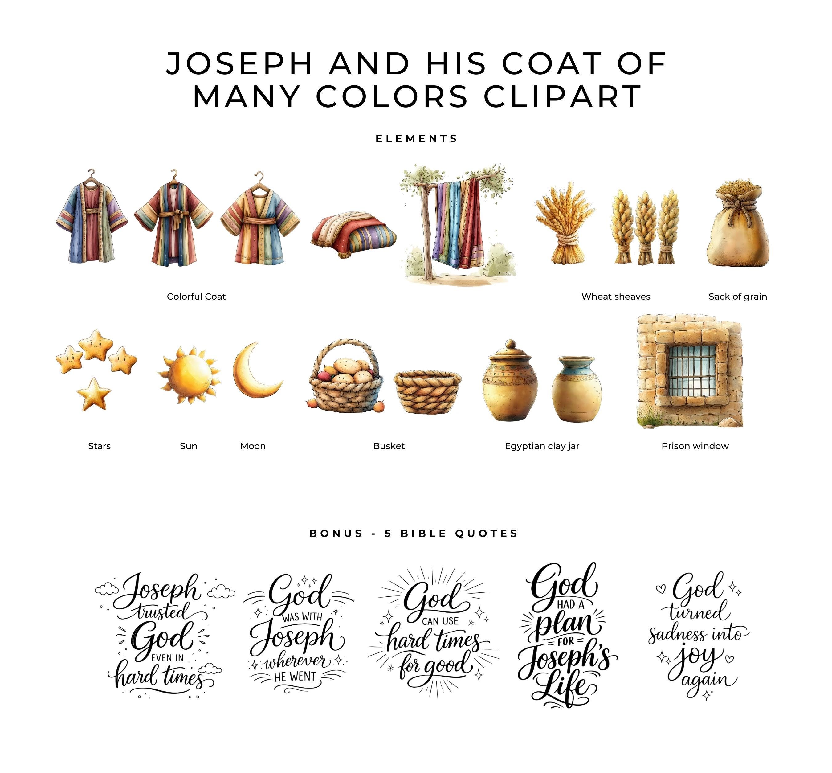 Joseph and His Coat of Many Colors Clipart, Joseph the Dreamer Bible ...