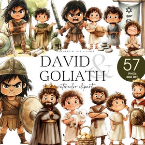 David And Goliath Clipart, Kids Bible Study, Biblical Character Clipart, Bible Story, Kids Ministry Art, Sunday School, Biblical People