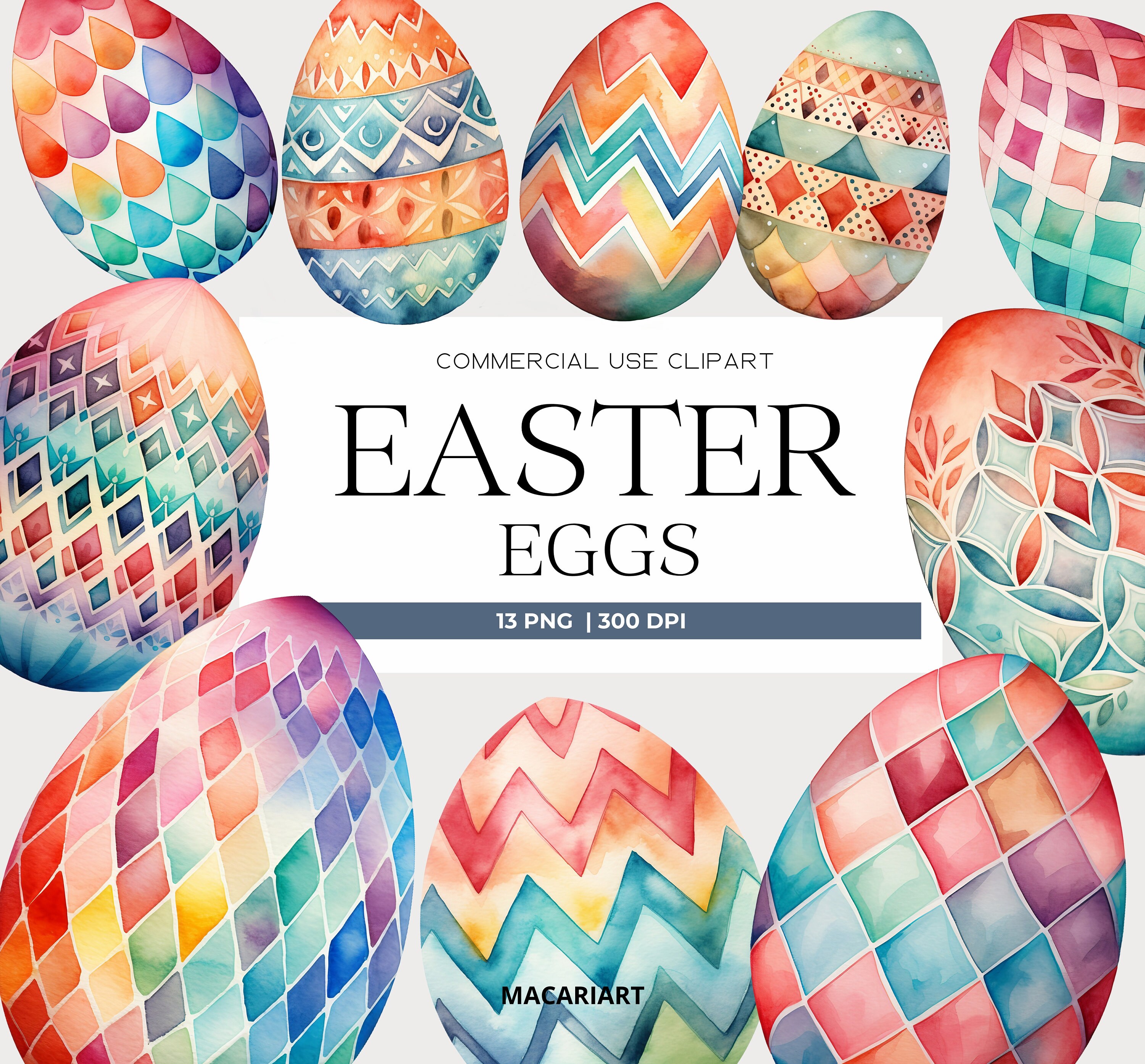 イースターエッグ水彩クリップアート 幾何学的な卵のクリップアート ハッピーイースターPNG 春のクリップアート パステルイースターエッグPNG  デジタルダウンロード ペーパークラフト - Etsy 日本, image size:3000x2787