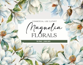 白いマグノリアの花の水彩画クリップアート、ピンクの花のウェディング