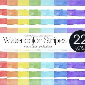 Watercolor Stripes Digital Paper Seamless Pattern Rainbow Pastel Digital Paper Scrapbooking Repeating Pattern Commercial Use Neutral Texture