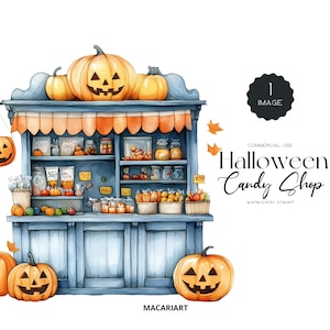 Halloween Candy Shop Clipart Magic Candy Store Png Spooky Halloween Party Decor Trick or Treat Halloween Store Png Commercial Use Pumpkin