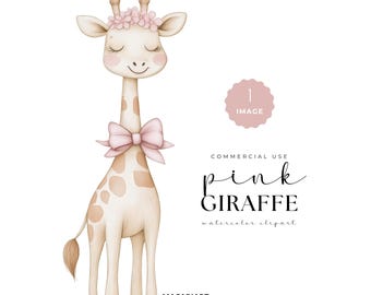Clipart de acuarela de jirafa bebé, lindo animal de la selva, baby shower de jirafa, animal de safari, clipart de carnaval