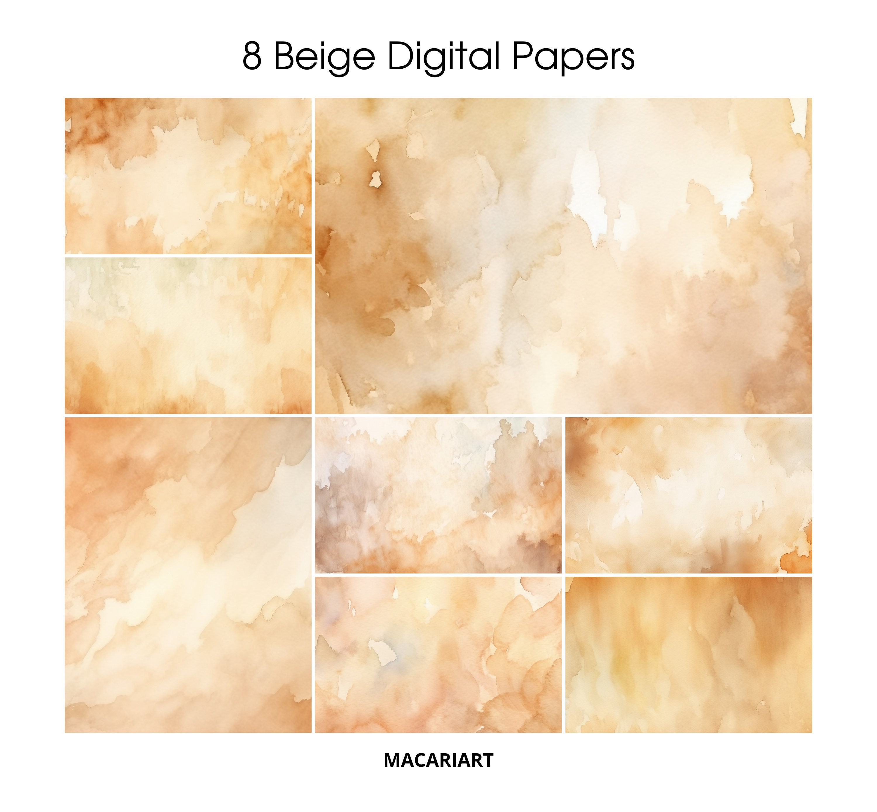 Neutral Beige Digital Paper Pack Modern Abstract Texture Clipart Brown ...