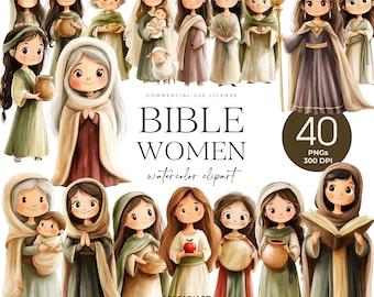 Women of the Bible Clipart, Biblical People, Praying Sisters, Faith Women Clipart, Bible Study, Church Ladies, Religious Biblical Stories