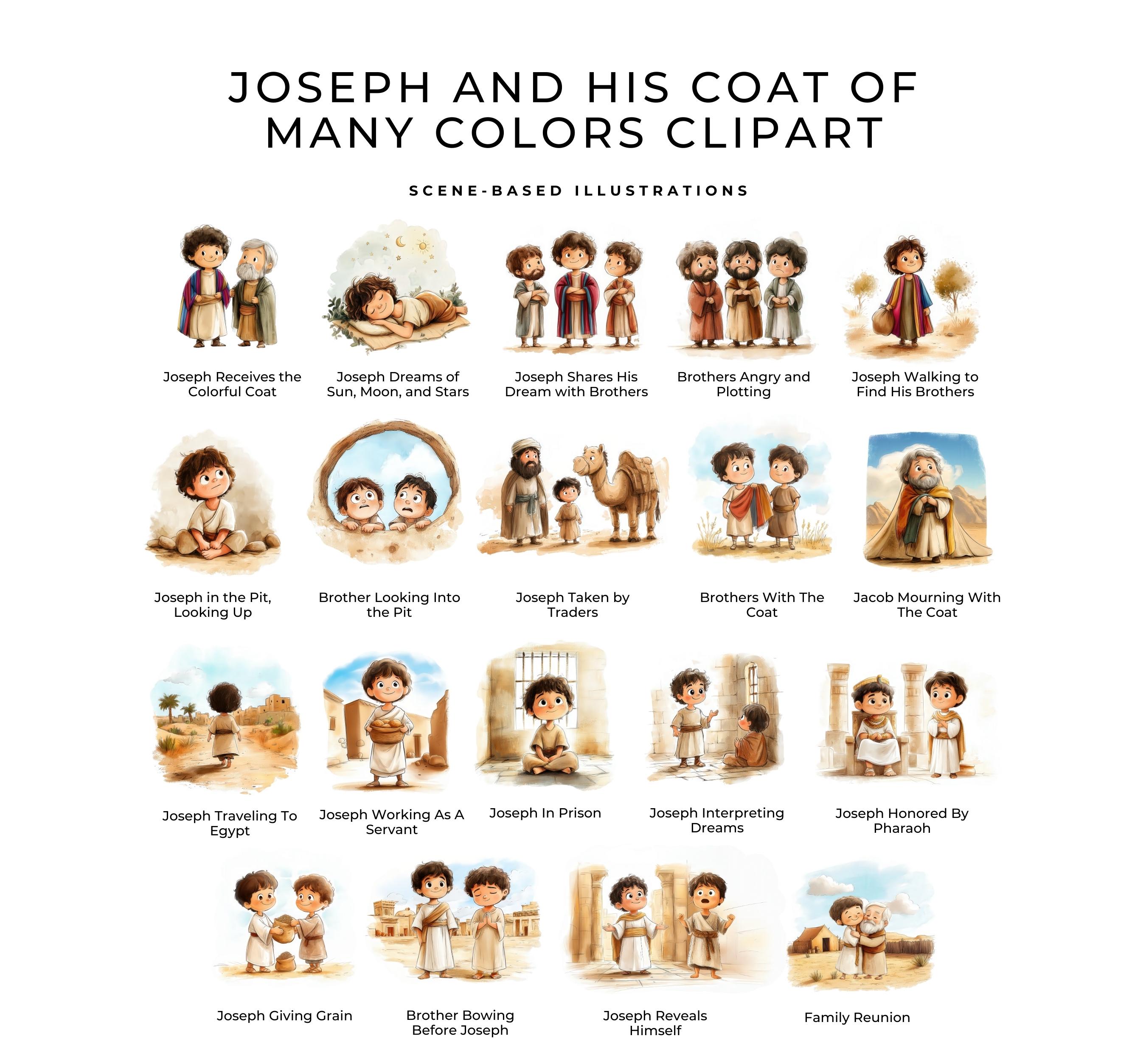Joseph and His Coat of Many Colors Clipart, Joseph the Dreamer Bible ...