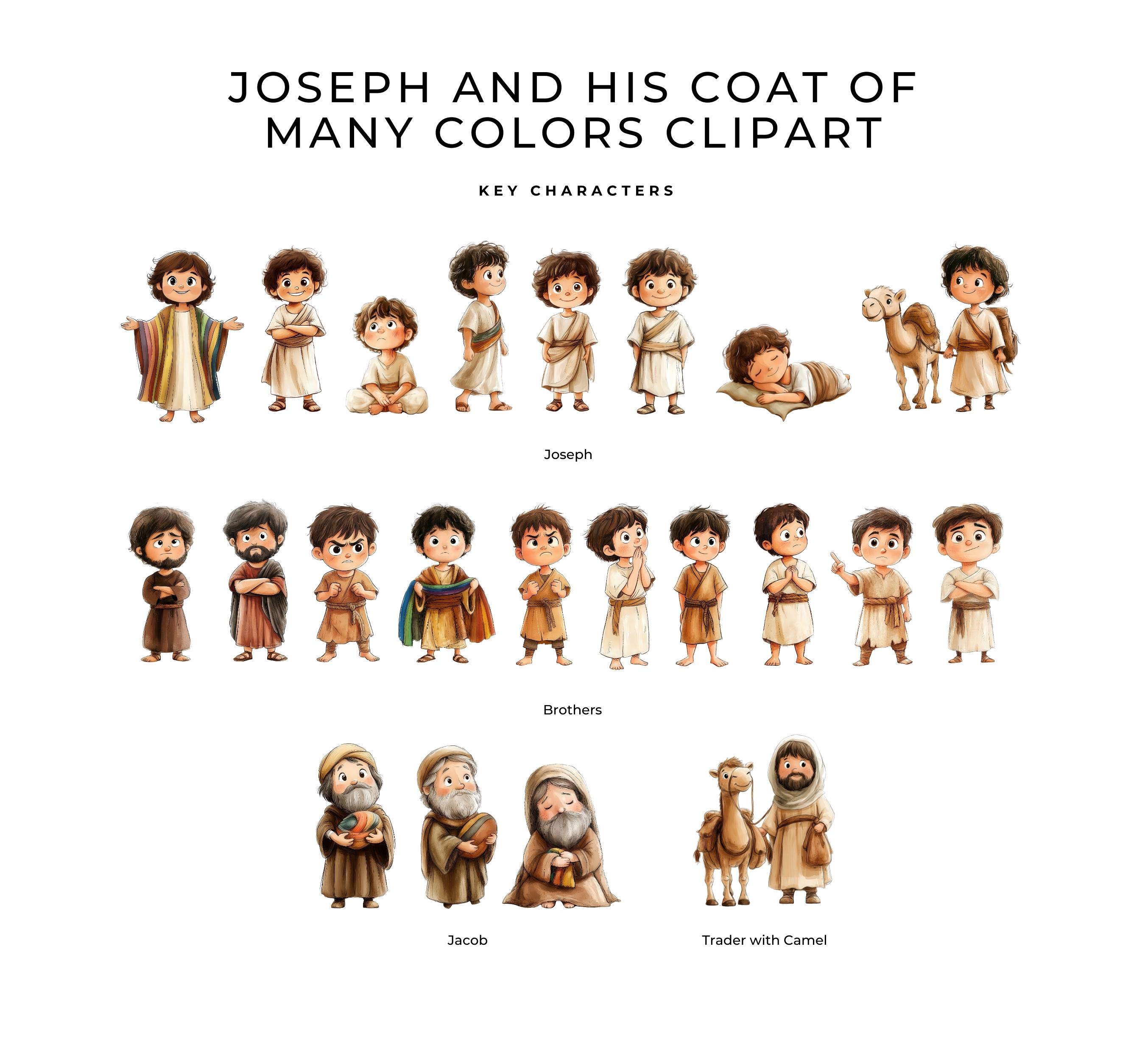Joseph and His Coat of Many Colors Clipart, Joseph the Dreamer Bible ...