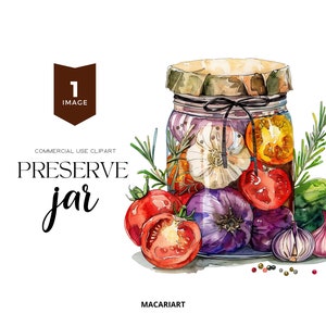 Conservare vaso acquerello Clipart sottaceti vaso Png cibo Clipart inscatolamento etichetta sottaceti Clipart sottaceti amante cibo arte download digitale Mason Jars