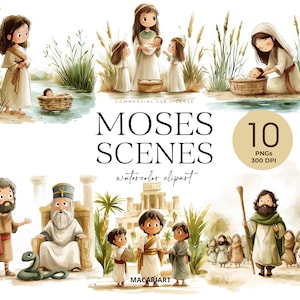 Clipart Moïse, Clipart scènes bibliques, Clipart étude de la Bible pour enfants, Images de l'histoire de la Bible, Clipart chrétien, Clipart Ancien Testament, Moïse mignon