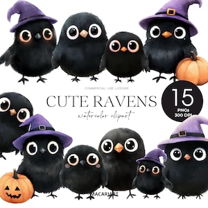 Cute Raven Clipart Watercolor Witches Raven Png Black Raven And Pumpkin Halloween Animals Crow Clipart Spooky Halloween Png Bird Clipart