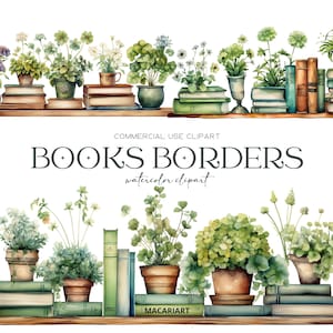 Libro floreale bordo Clipart acquerello libreria Png libro con fiori grafica lettura invito illustrazione pianificatore digitale scrapbook digitale