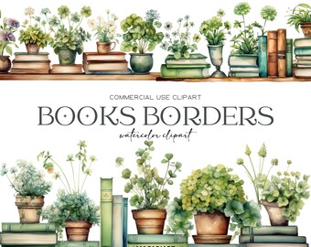 Floral Book Border Clipart Watercolor Bookshelf Png Book With Flowers Graphics Reading Invite Illustration Digital Planner Digital Scrapbook
