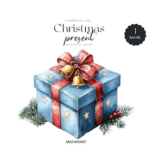 Christmas Gift Clipart Merry Christmas Png Festive Gift Illustration Design Watercolor Christmas Present Clipart Holiday Festive Xmas Png