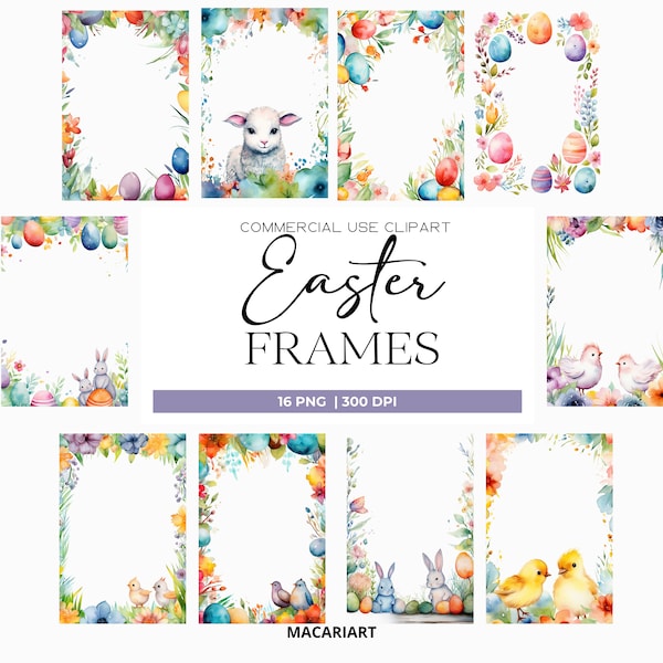 Watercolor Easter Frames Clipart Floral Border Clipart Floral Easter Png Chick Frames Spring Frames Easter Bunny Frame Png Commercial Use