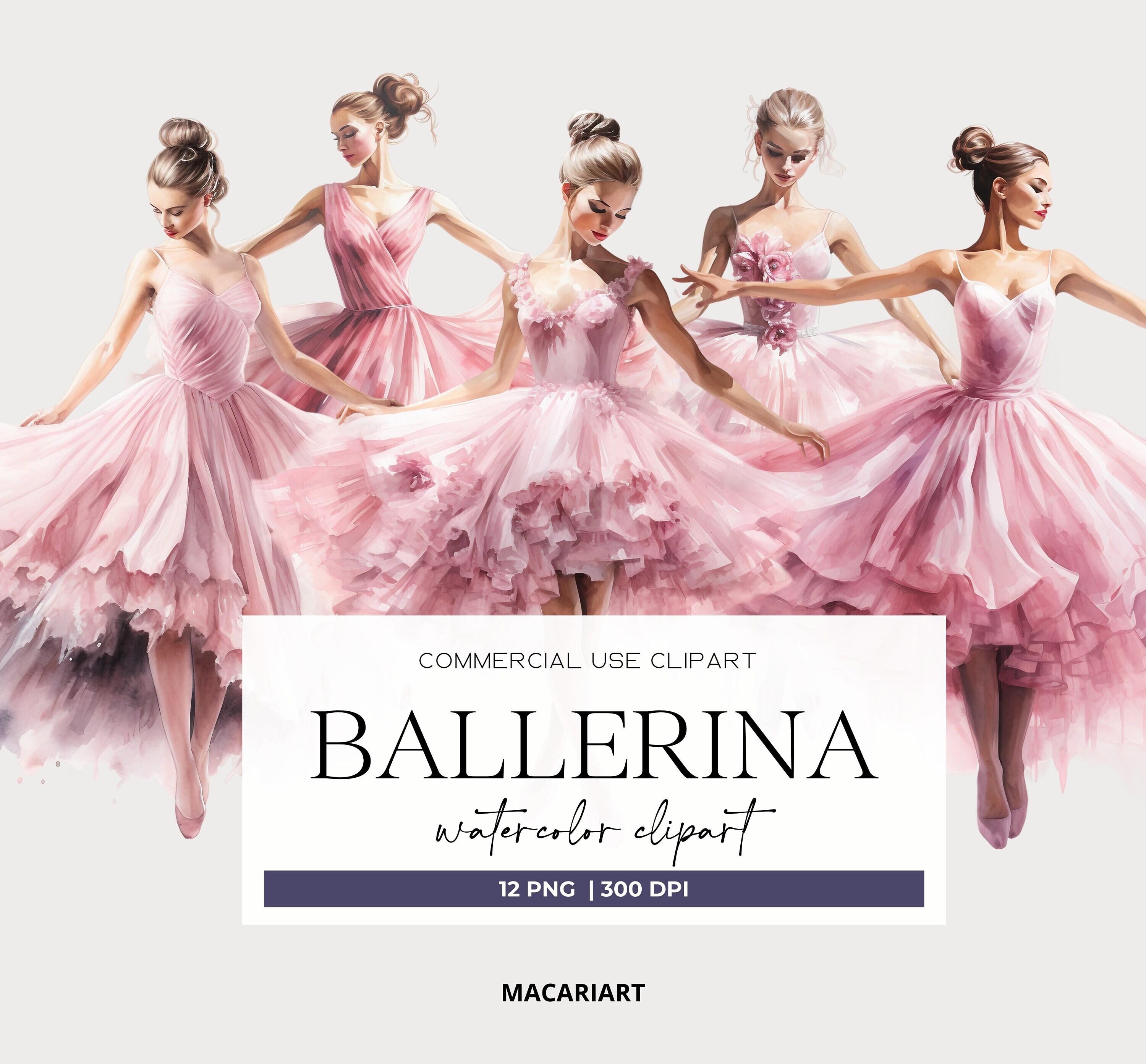 Watercolor Ballerina Clipart Dancing Ballerinas Tutu Girls Clipart ...