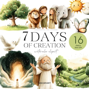 Images clipart Les sept jours de la création, cliparts de scènes bibliques, clipart étude de la Bible pour enfants, images histoire de la Bible, clipart chrétien, Adam et Eve