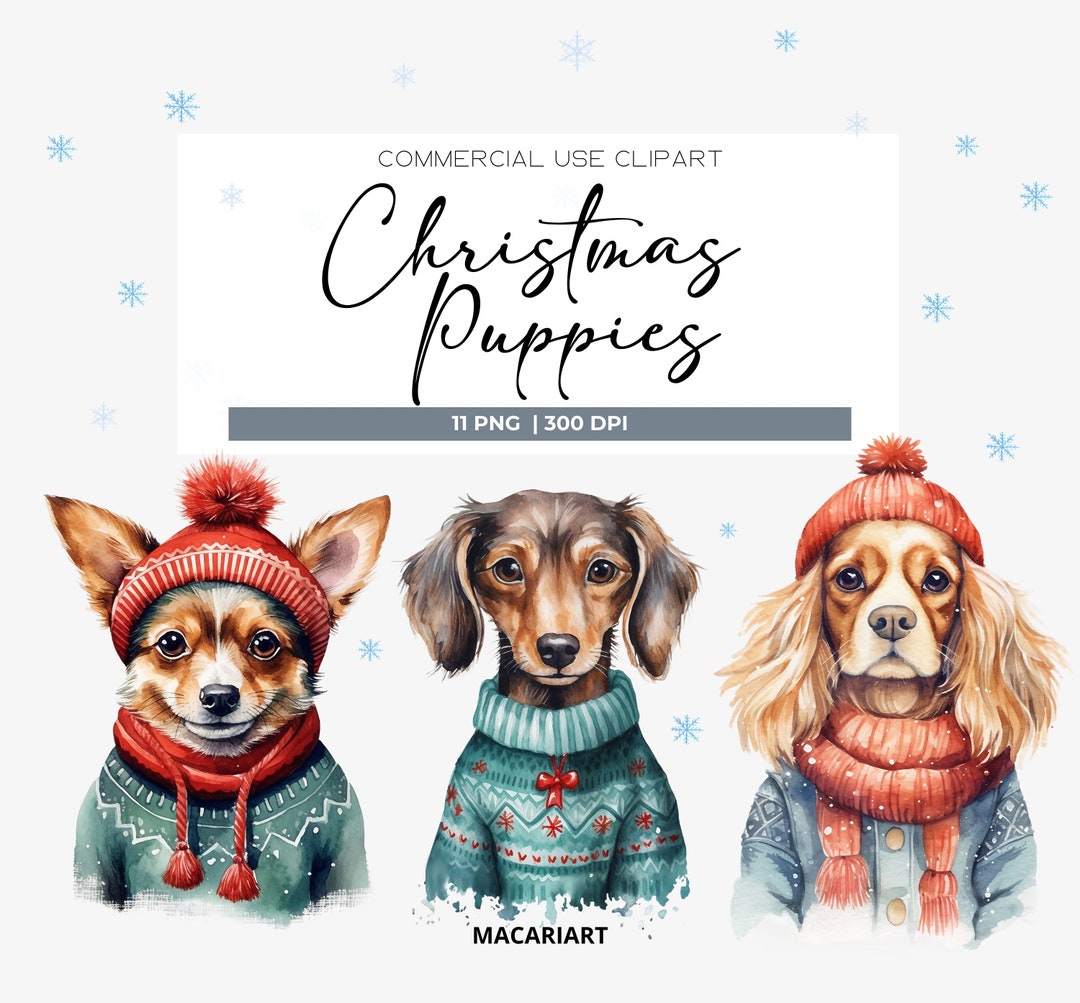 Christmas Puppies Clipart Cute Puppy Clipart Dog Png Winter Clipart ...