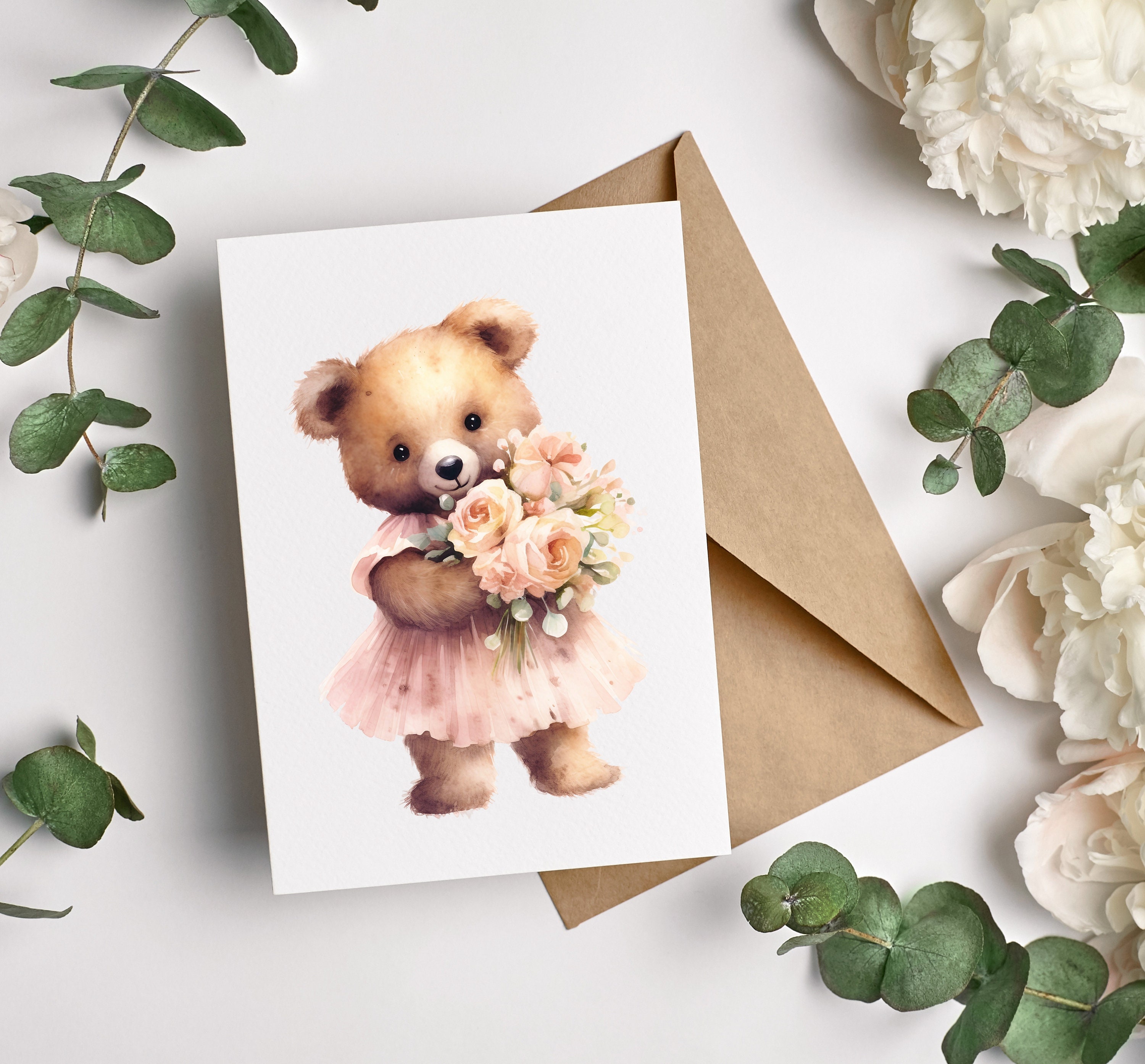 Teddy Bear Clipart Watercolor Bear Baby Shower Decor Watercolor Wall ...