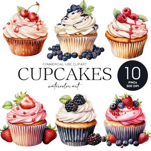 Fruit cupcake clipart aquarel cake clipart cupcake png dessert clipart bakken png snoep clipart partij digitale download Instant Download