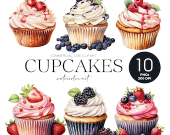 Fruit Cupcake Clipart Watercolor Cake Clipart Cupcake Png Dessert Clipart Baking Png Sweets Clipart Party Digital Download Instant Download