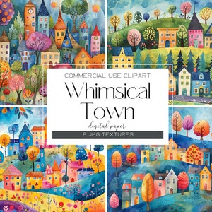 Fantazyjny papier miejski Fantazyjne tło Jpg Fantazyjne sceny ulic Junk Journal tło zdjęcia album ze zdjęciami Miasto cyfrowy papier sztuka ścienna