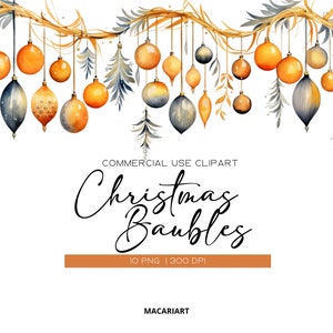 Pallina di Natale Clipart Acquerello Neutro Inverno Ornamento Decorazione Scandinavo Natale Clipart Bundle Inverno Clipart Download immediato