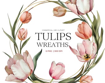 Tulip Floral Wreath Clipart Spring Floral Wreath Watercolor Tulip Clipart Wedding Invite Flower Invitation Tulip Png Spring Wreaths Floral