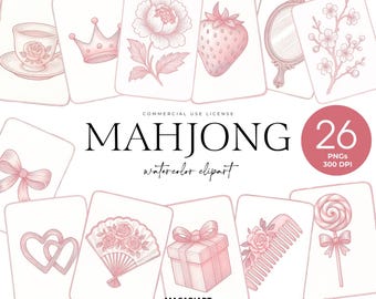 Mahjong Clipart, Toile De Jouy Mahjong Tiles, Watercolor Mahjong Png, Floral Mahjong, Chinoiserie Art, Mahjong Seamless Pattern, Wedding