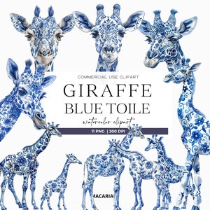 Toile blauwe giraf clipart aquarel chinoiserie toile de jouy jungle dieren safari toile blauwe clipart babyshower blauwe giraf, png PNGEgg