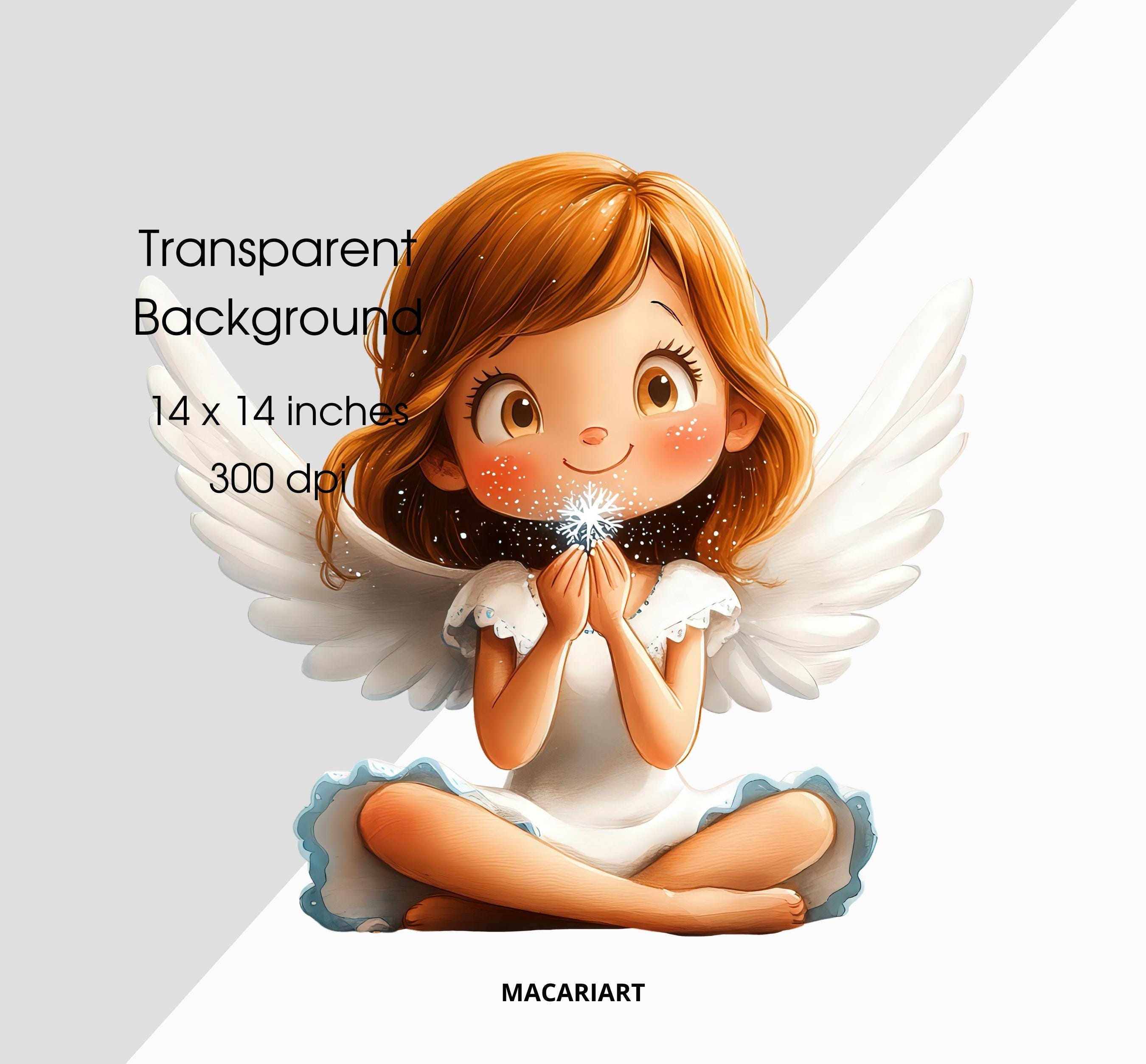 クリスマスエンジェルクリップアート、水彩画のかわいい天使、かわいい