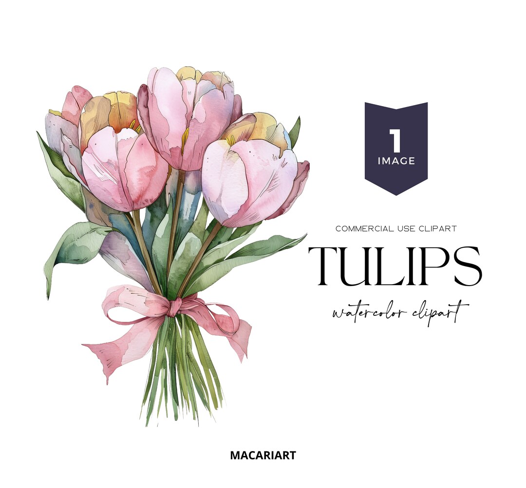 Watercolor Tulips Clipart spring Tulips Floral Clipart Watercolor ...