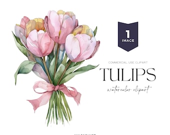 Watercolor Tulips Clipart Spring Tulips Floral Clipart Watercolor Flower Clipart Pink Tulip Watercolor Floral Clipart Png Wedding Invite