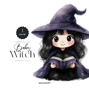 Cute Witch Clipart Watercolor Halloween Clip Art Mystical Witches Png Pumpkin Autumn Fall October Halloween Decor Digital Download