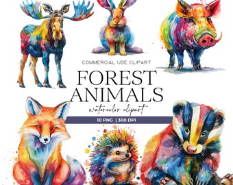 Woodland Animals Watercolor Clipart Forest Animals Clipart Cute Woodland Animals Fox Png Wild Animals Commercial Use Clipart Transparent
