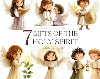Seven Gifts Of The Holy Spirit Clipart, Holy Spirit Learning, Kids Bible Study Clipart, Christian Clipart, Faith, Holy Communion