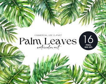 Palm Leaves Clipart Monstera Leaf Jungle Leaves Clipart Palm Branch Tropical Leaves Clipart Greenery Watercolor Wreath Tropical Frame Png