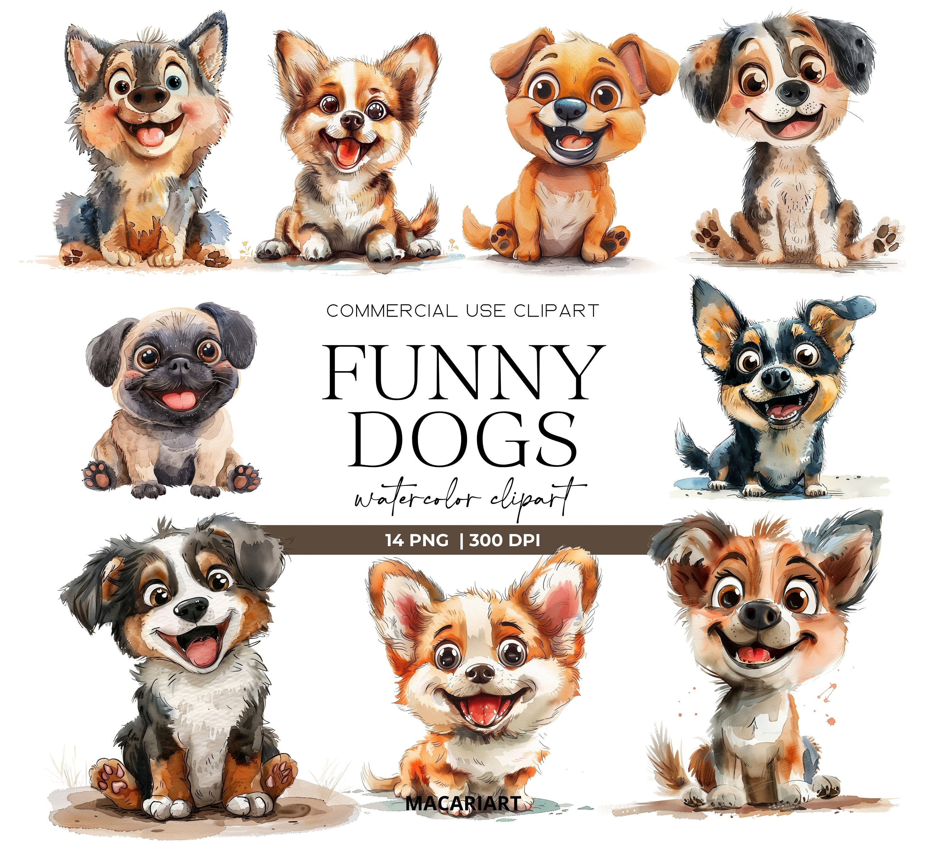 Cute Dogs Clipart Dog Breeds Png Puppy Clipart Cartoon Dog Bundle Cute ...