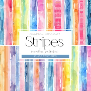 Watercolor Stripes Digital Paper Seamless Pattern Rainbow Pastel Digital Paper Scrapbooking Repeating Pattern Commercial Use Neutral Texture