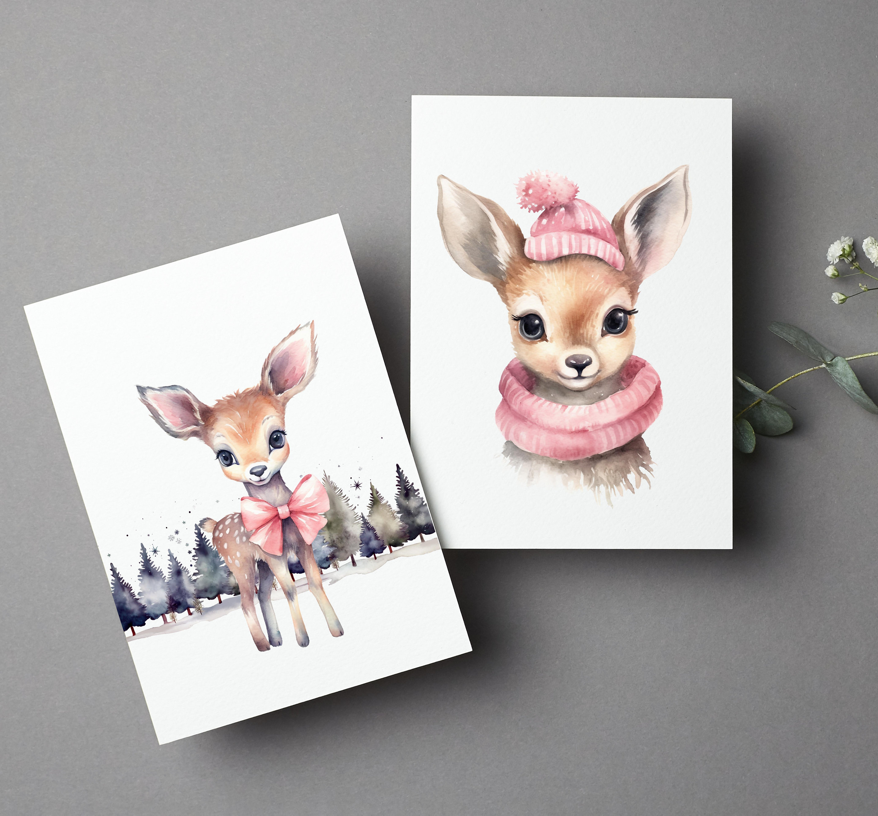 Watercolor Baby Deer Clipart Woodland Baby Animal Clipart Cute Girl ...