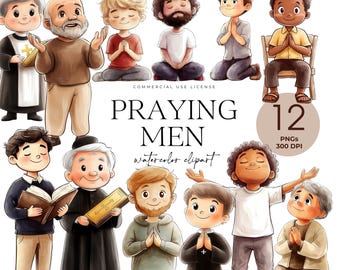 Praying Men Clipart, Man In Prayer, Praying Brothers, Faith Man, Bible Study, Praying Boys, Christian Man, Priest, Minister, Religious Man