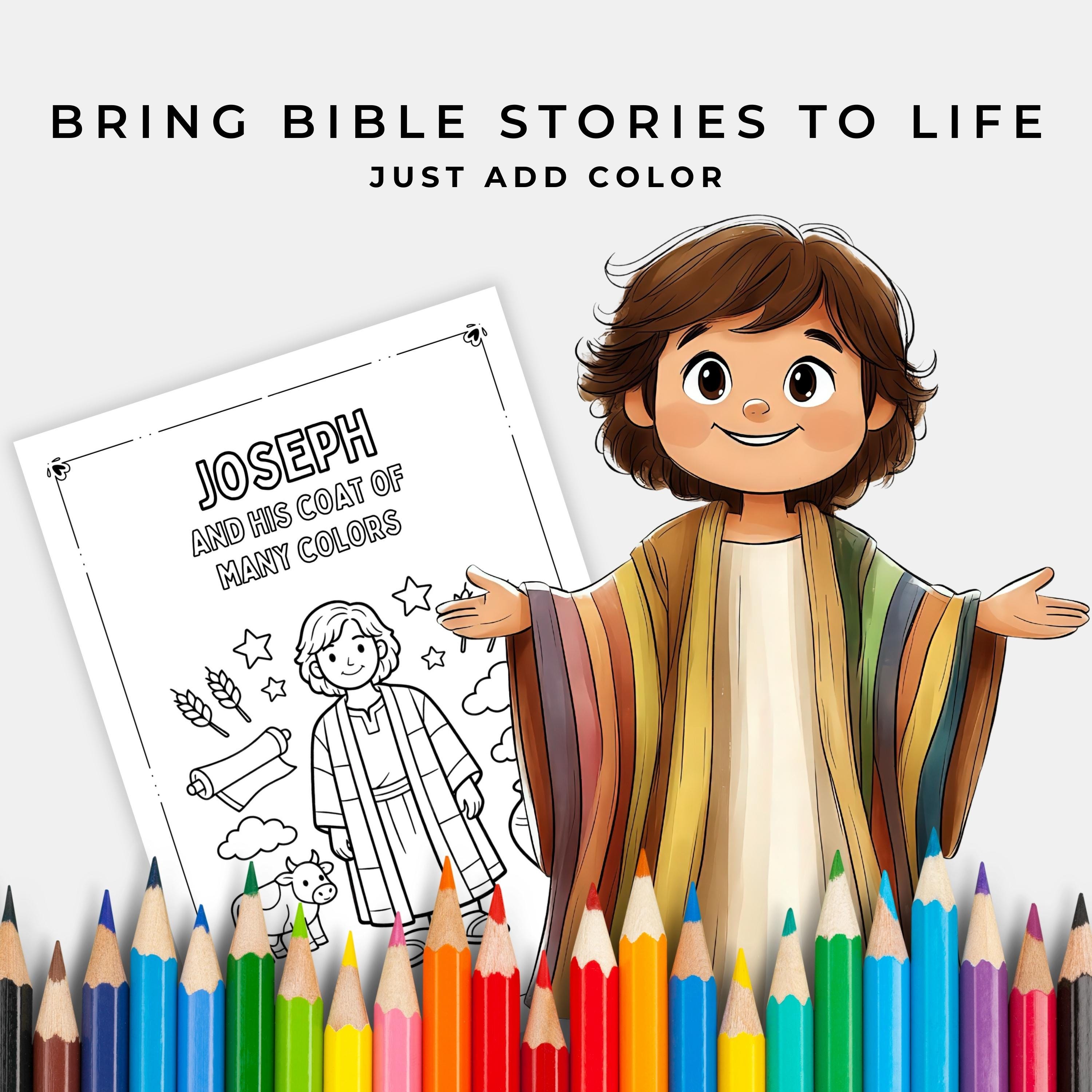 Joseph and His Coat of Many Colors Coloring Book, Rainbow Coat Bible ...