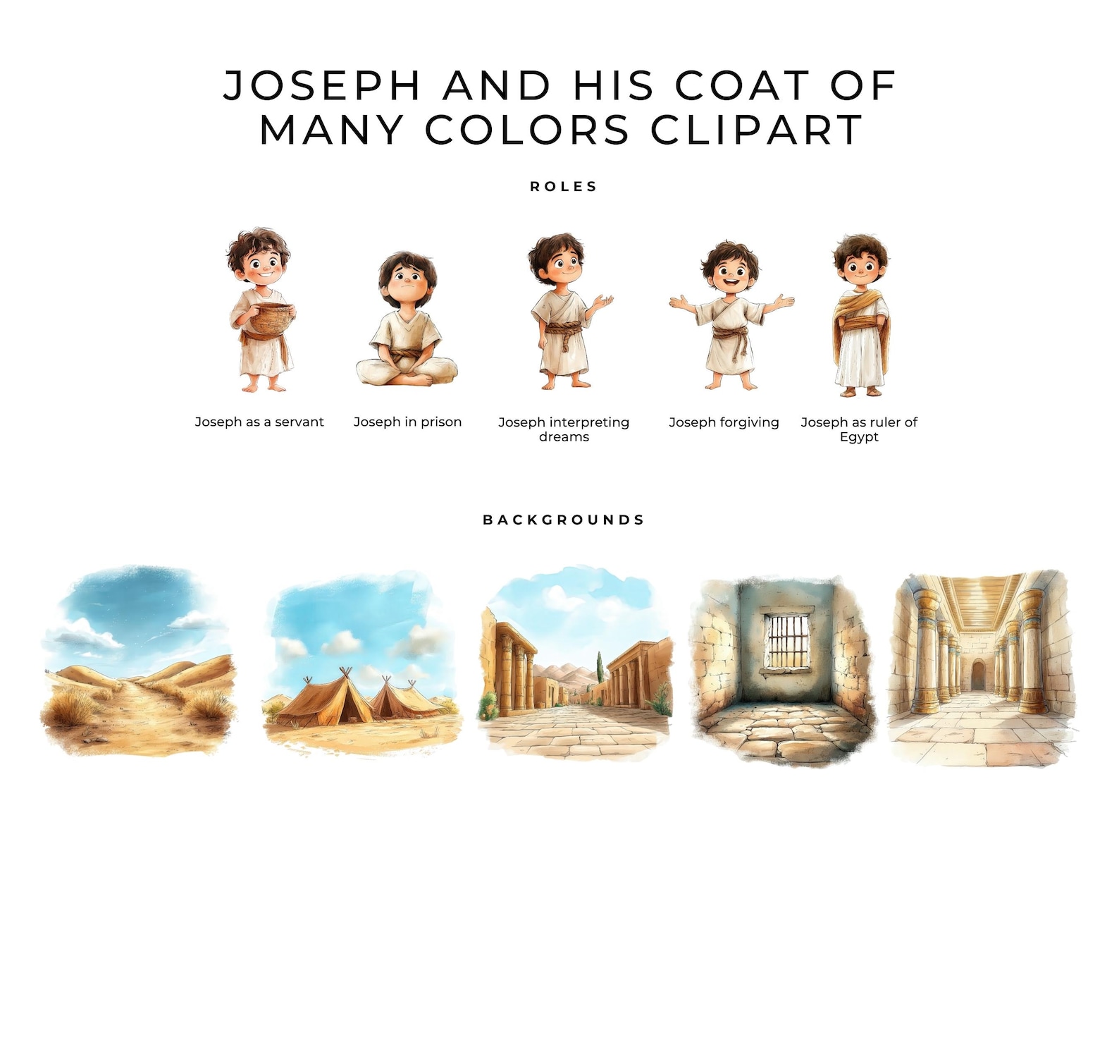 Joseph and His Coat of Many Colors Clipart, Joseph the Dreamer Bible ...