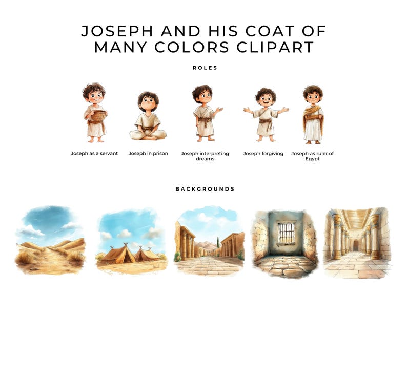 Joseph and His Coat of Many Colors Clipart, Joseph the Dreamer Bible ...