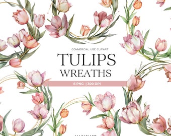 Tulip Floral Wreath Clipart Spring Floral Wreath Watercolor Tulip Clipart Wedding Invite Flower Invitation Tulip Png Spring Wreaths Floral
