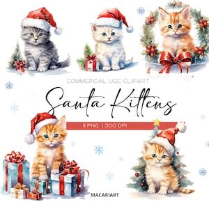 Christmas Kitten Clipart Christmas Cats Watercolor Clipart Bundle Christmas Cat Png Cute Kitten Png Clipart Christmas Decor Winter Clipart