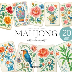 Mahjong clipart, mahjongtegels png, aquarel mahjong png, bloemen mahjong, chinoiseriekunst, mahjong naadloos patroon, bruiloft clipart