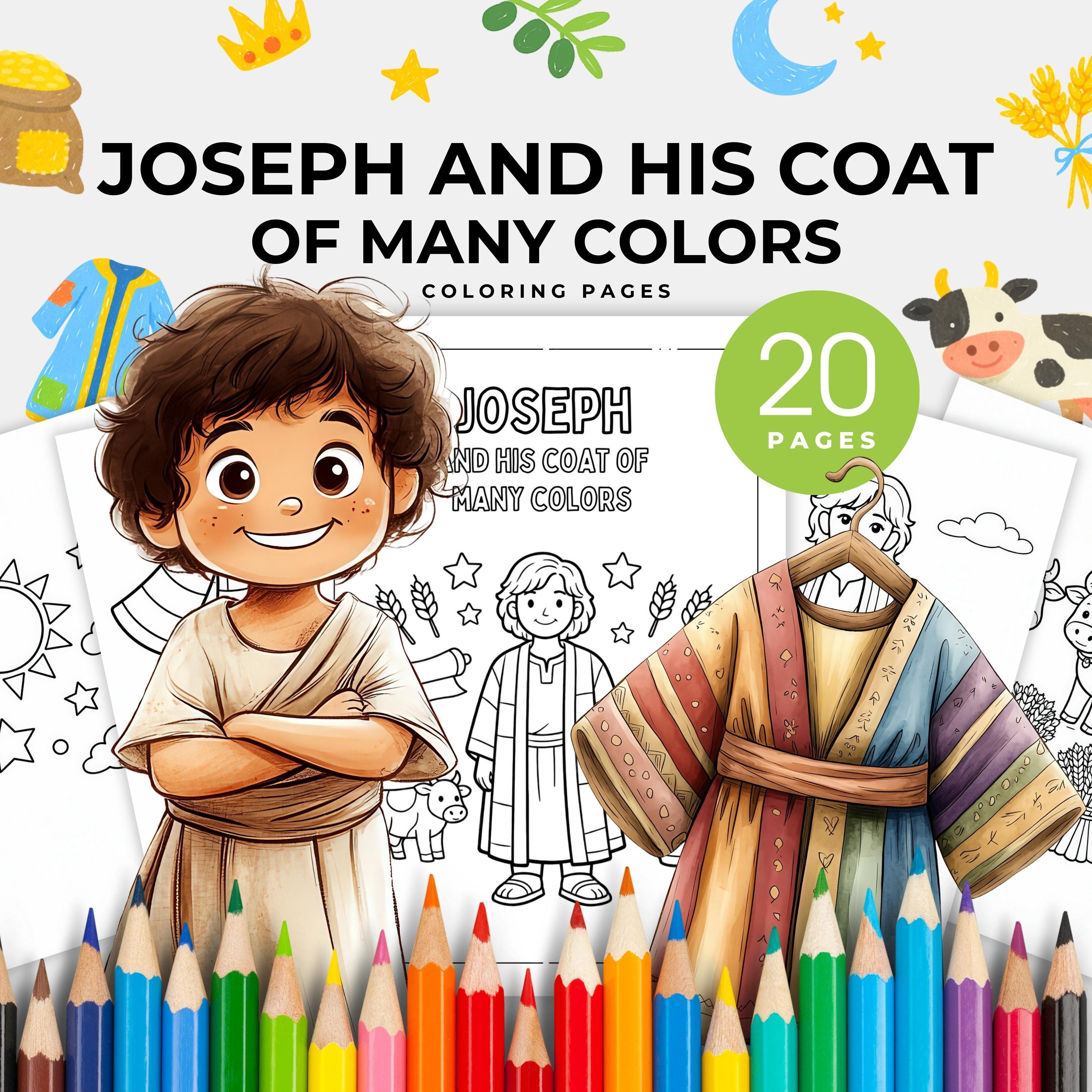 Joseph and His Coat of Many Colors Coloring Book, Rainbow Coat Bible ...