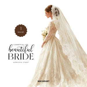 Clipart sposa acquerello, PNG giorno delle nozze, Clipart appena sposati, PNG sposa romantica, Clipart invito matrimonio, festa nuziale, fidanzamento
