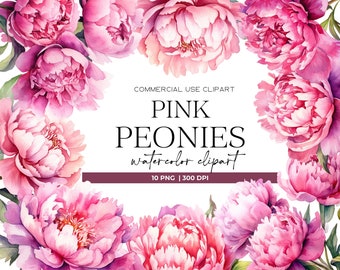 Pink Peony Watercolor Clipart Elegant Bohemian Flowers Romantic Wedding Floral Clipart Watercolor Flowers Png Floral Clipart Peony Png