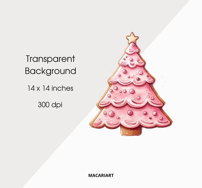 May include: Pink gingerbread Christmas tree cookie with white frosting and pink sprinkles. The cookie is 14 inches tall and 14 inches wide.